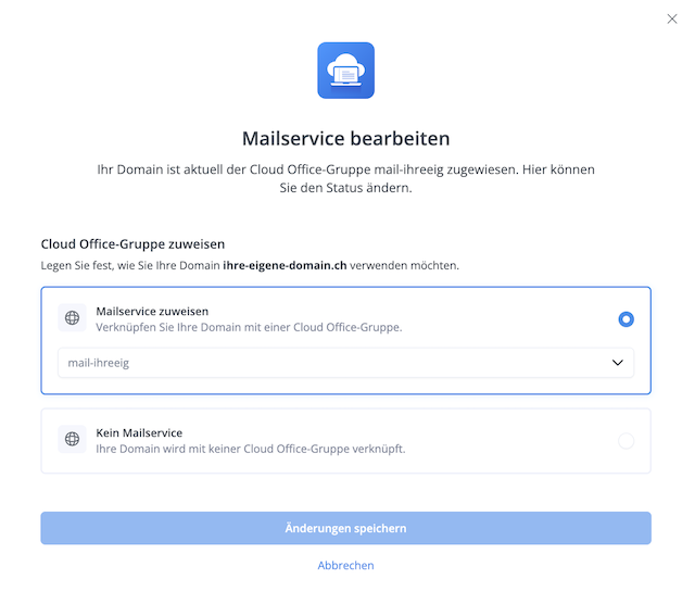Domain Mailservice bearbeiten 02 de