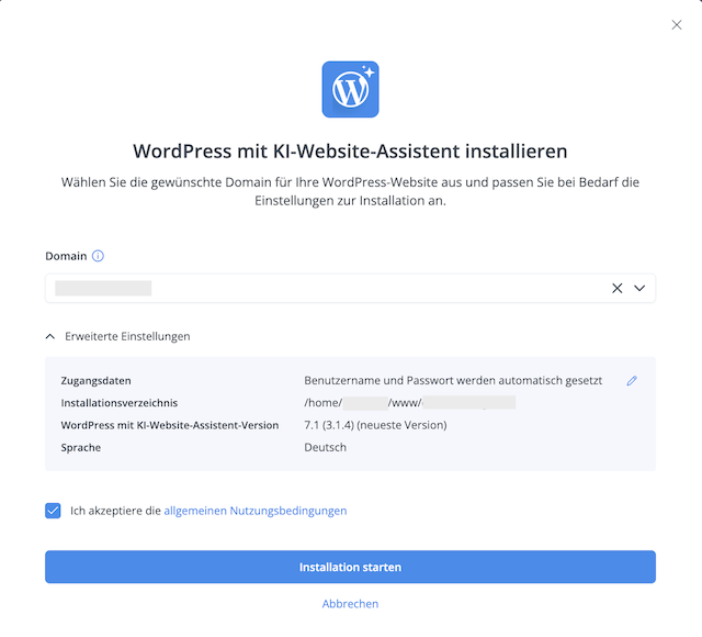 WordPress mit KI installieren 02 de