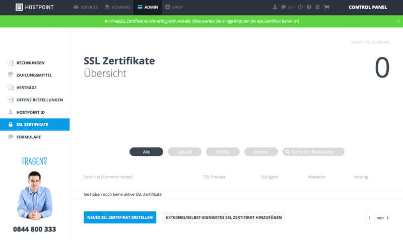 FreeSSL Zertifikat bestellen