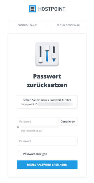 Hostpoint ID Passwort vergessen