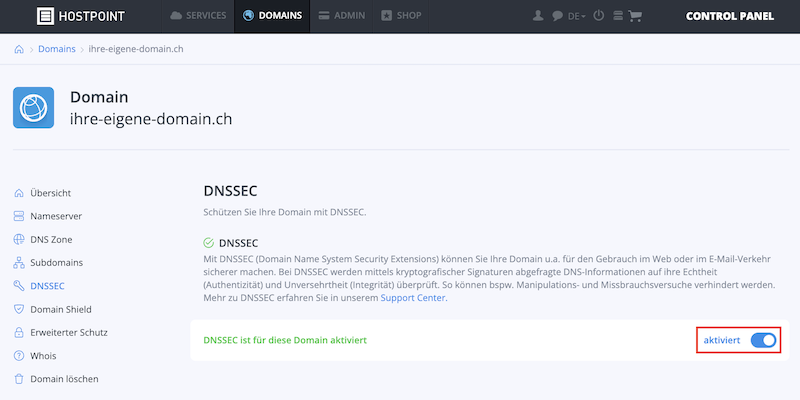 DNSSEC aktivieren de