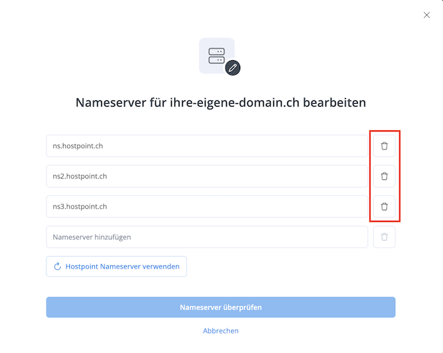 Nameserver loeschen de