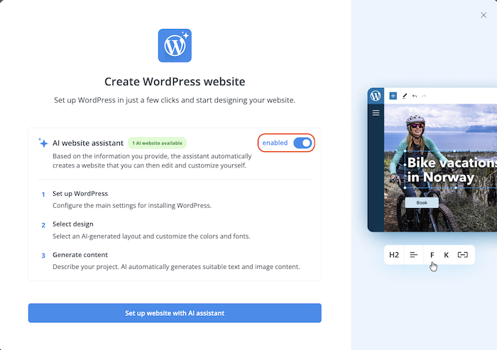 WordPress mit KI installieren 01 en
