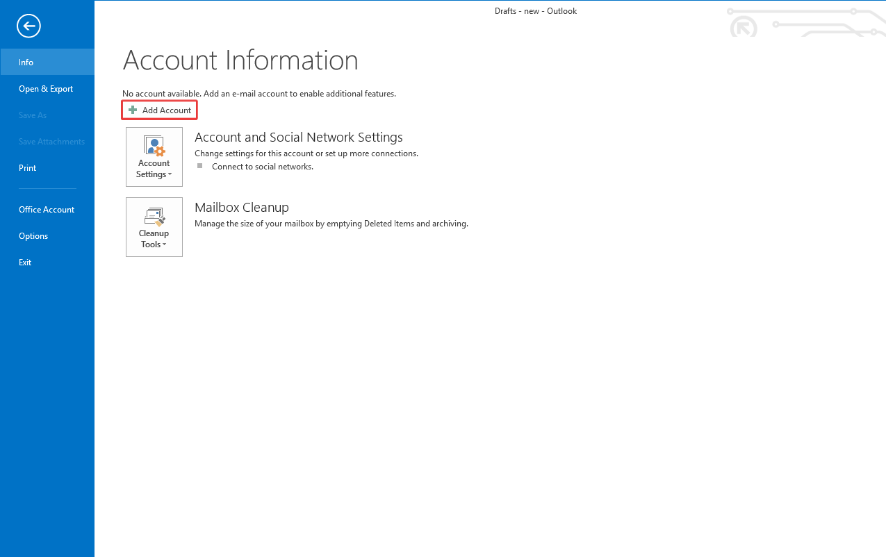 Step by step E mail Configuration For Outlook 2016