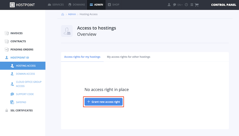 Access right on my hostings