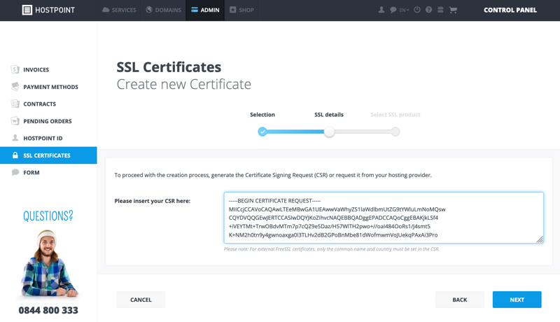 Generate a new SSL Certificate