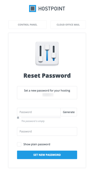 Lost Control Panel password