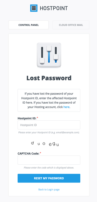 Lost Hostpoint ID password
