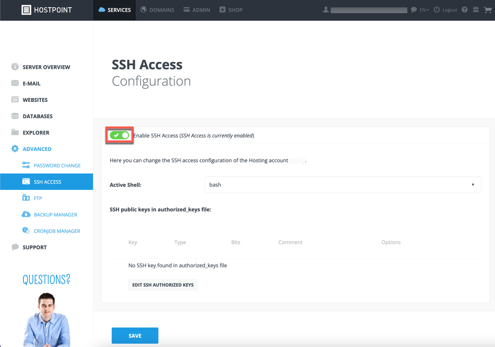 SSH access