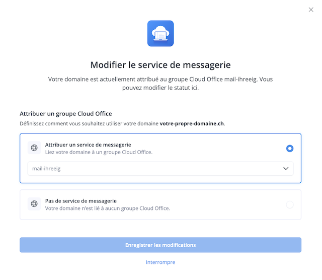 Domain Mailservice bearbeiten 02 fr