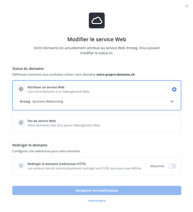 Domain Webhosting zuweisen 02 fr