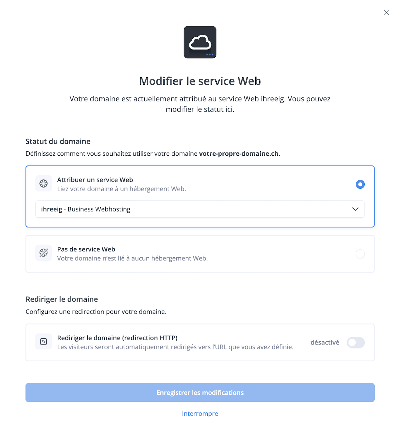 Domain Webhosting zuweisen 02 fr
