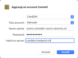 Apple Ventura CardDAV Account hinzufuegen IT